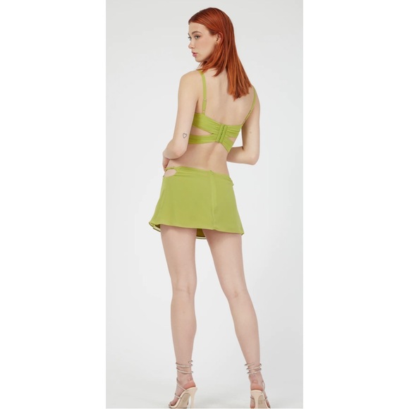 SOLD Danielle Guizio Multi Strap Chiffon Mini Skirt in Elixir - Picture 7 of 12